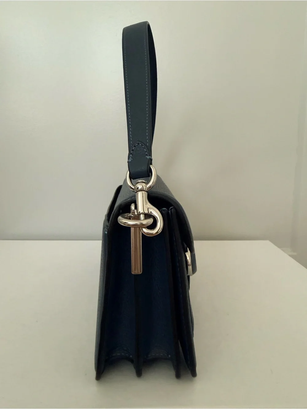Coach Tabby Shoulder Bag (CH857) in Dark Blue Pebbled Leather with Signature C